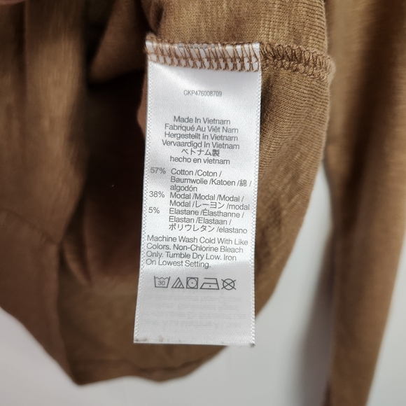 Madewell Long Sleeve Cropped Henley Shirt Brown Womens Size XS Casual Minimalist - Picture 5 of 7